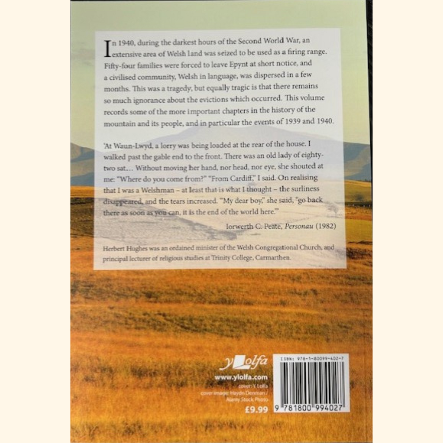 An Uprooted Community - A History of Epynt by Herbert Hughes